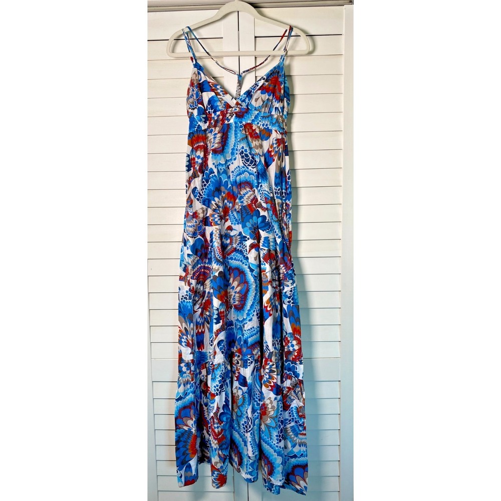 Quicksilver Boho Floral Bird Print Maxi Dress Resort Vacay Holiday Summer | Med